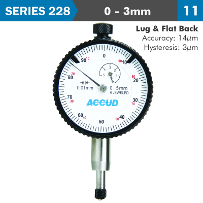 (image for) Dial Indicator 3mm Bezel 0.01mm Grad. Lug&flat Back