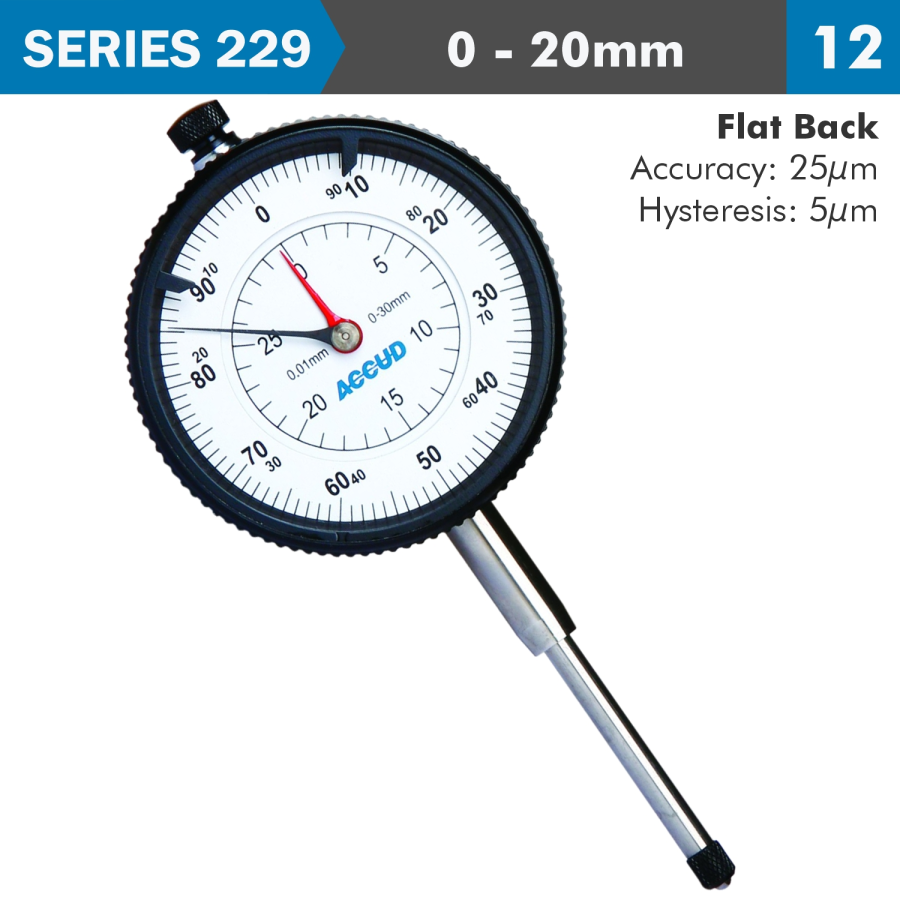 (image for) Dial Indicator Flat Back 20mm