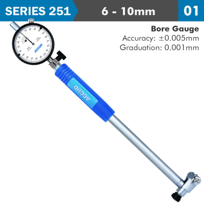 (image for) Precision Dial Bore Gauge 6-10mm 0.005mm Acc. 0.001mm Grad.