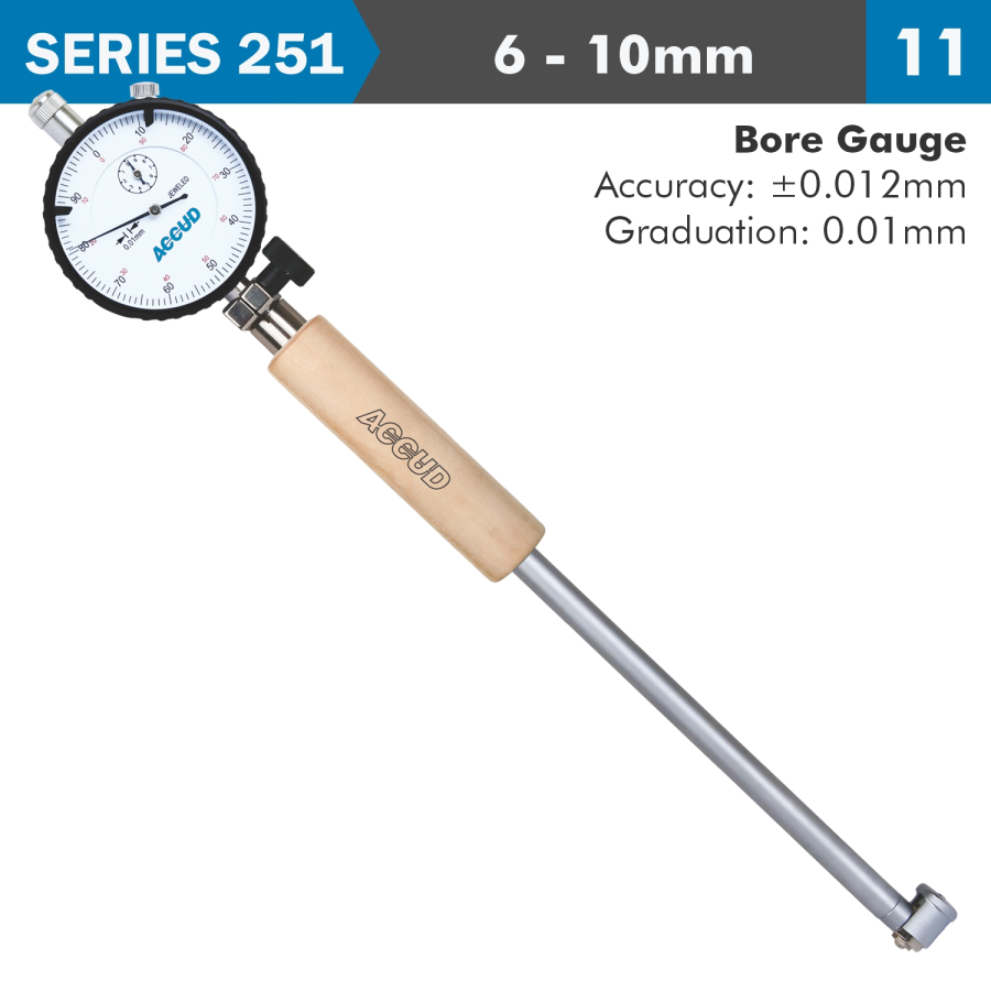 (image for) Dial Bore Gauge 6-10mm 0.012mm Acc. 0.001mm Grad.
