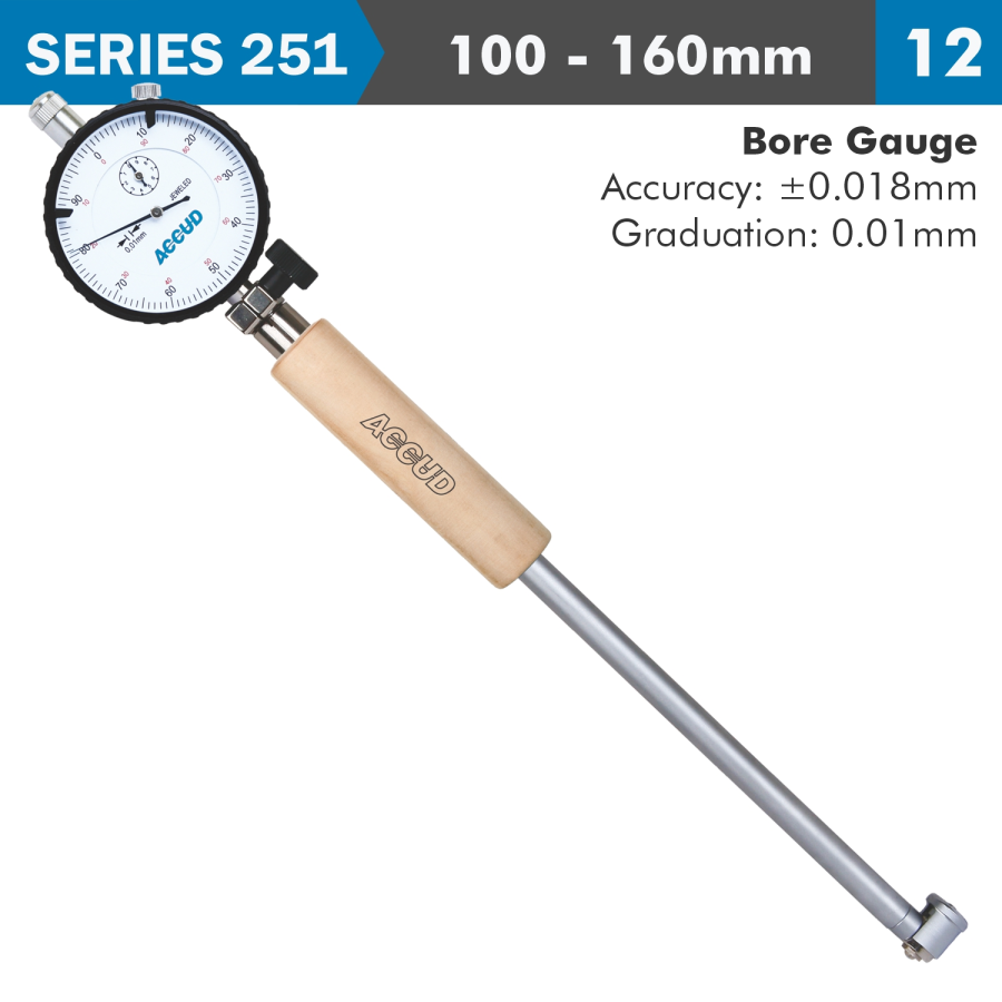 (image for) Dial Bore Gauge 100-160mm 0.018mm Acc. 0.001mm Grad.