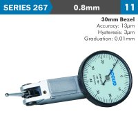 Dial Test Indicator 0.8mm 30mm Bezeld 0.013mm Acc. 0.01mm Grad (image for) Dial Test Indicator 0.8mm 30mm Bezeld 0.013mm Acc. 0.01mm Grad