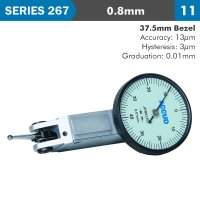 Dial Test Indicator 0.8mm 37.5mm Bezeld 0.013mm Acc. 0.01mm Grad (image for) Dial Test Indicator 0.8mm 37.5mm Bezeld 0.013mm Acc. 0.01mm Grad