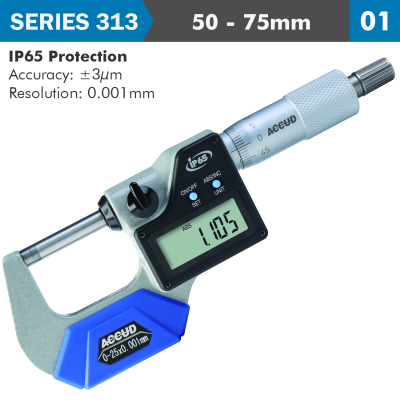(image for) Dig. Outside Micrometer 50-75mm 0.003mm Acc. Ip65 0.001mm Res.