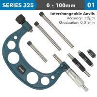 Outside Micrometer 100mm 0.004mm Acc. 0.01mm Grad. With Interch. Anvil (image for) Outside Micrometer 100mm 0.004mm Acc. 0.01mm Grad. With Interch. Anvil