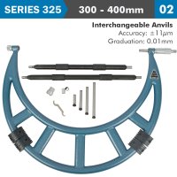 Outside Micrometer 300-400mm 0.004mm Acc. 0.01mm Grad. With Interch. A (image for) Outside Micrometer 300-400mm 0.004mm Acc. 0.01mm Grad. With Interch. A