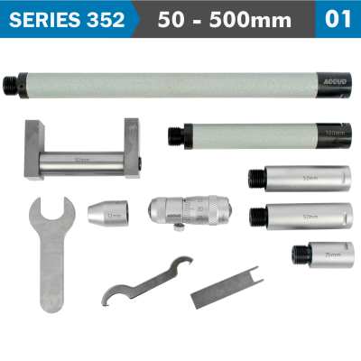 (image for) Tubular Inside Micrometer 50-500mm 0.01mm Grad. Extension Rods: 13, 25