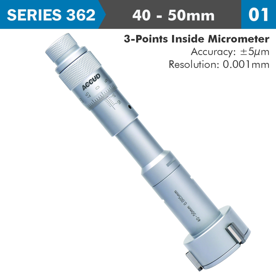 (image for) 3 Points Inside Micrometer 40-50mm 0.005mm Acc. 0.005mm Grad.