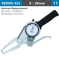 Ext. Dial Caliper Gauge 20mm 0.04mm Acc. 0.01mm Grad. Jaw Length 60mm (image for) Ext. Dial Caliper Gauge 20mm 0.04mm Acc. 0.01mm Grad. Jaw Length 60mm