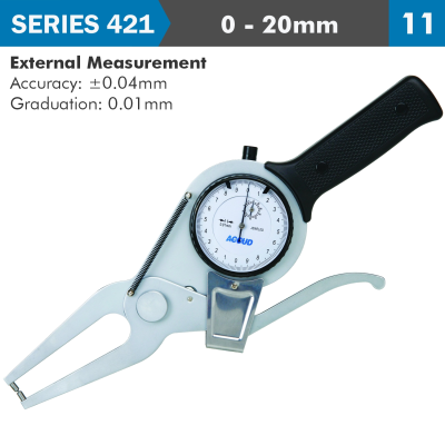 (image for) Ext. Dial Caliper Gauge 20mm 0.04mm Acc. 0.01mm Grad. Jaw Length 60mm
