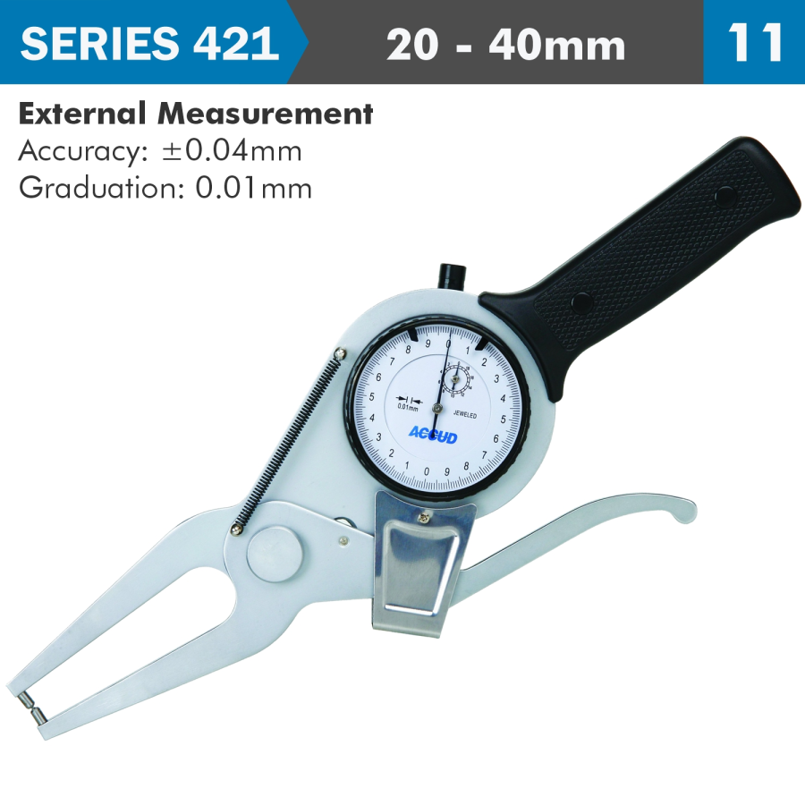 (image for) Ext. Dial Caliper Gauge 20-40mm 0.04mm Acc. 0.01mm Grad. Jaw Length 60