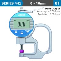 Dig. Thickness Gauge 10mm 0.005mm Acc. 0.001mm Res. Ceramic Anvil (image for) Dig. Thickness Gauge 10mm 0.005mm Acc. 0.001mm Res. Ceramic Anvil