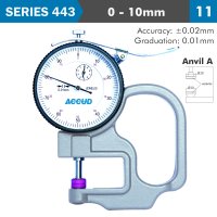 Thickness Gauge 10mm 0.02mm Acc. Ceramic Anvil 0.01mm Grad. (image for) Thickness Gauge 10mm 0.02mm Acc. Ceramic Anvil 0.01mm Grad.