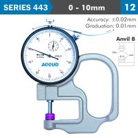 (image for) Thickness Gauge 10mm 0.02mm Acc. Steel Anvil 0.01mm Grad.