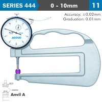 (image for) Thickness Gauge 10mm 0.02mm Acc. Large Depth Ceramic Anvil 0.01mm Grad