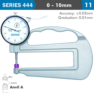 (image for) Thickness Gauge 10mm 0.02mm Acc. Large Depth Ceramic Anvil 0.01mm Grad