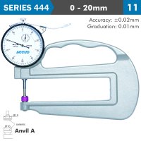 (image for) Thickness Gauge 20mm 0.03mm Acc. Large Depth Ceramic Anvil 0.01mm Grad