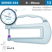 (image for) Thickness Gauge 20mm 0.03mm Acc. Large Depth Steel Anvil 0.01mm Grad.