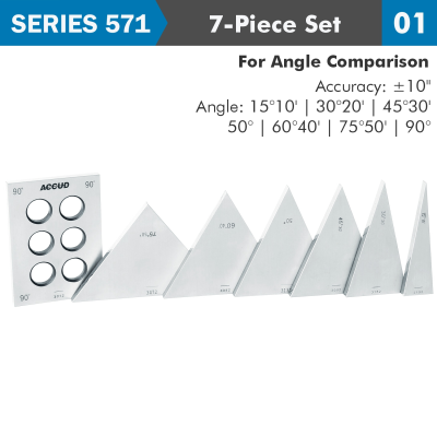 (image for) Angle Gauge Block Set 7pc Triangle 15-90deg