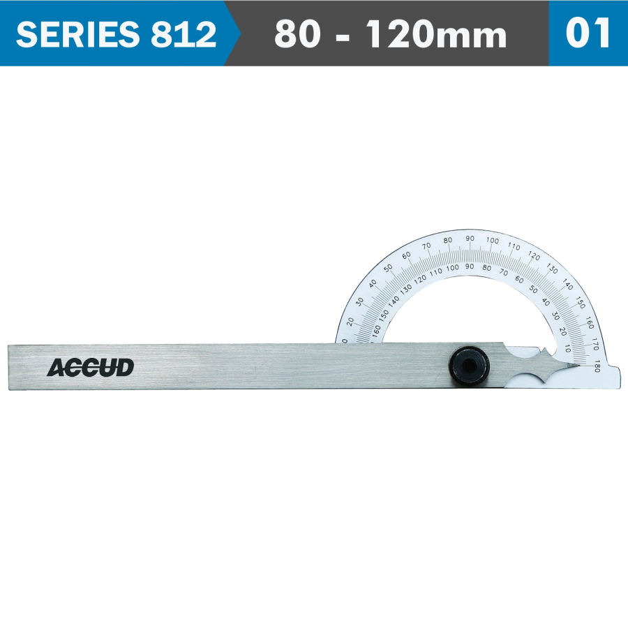 (image for) Protractor 80x120mm 180 Deg. 0.3 Deg Acc. 1 Deg. Grad.