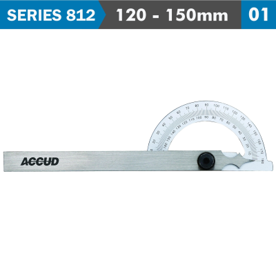 (image for) Protractor 120x 150mm 180 Deg. 0.3 Deg Acc. 1 Deg. Grad.