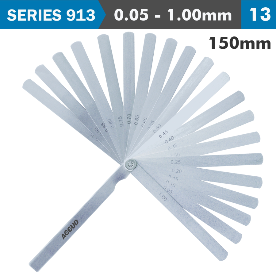 (image for) Long Feeler Gauge 150mm 0.05-1.00 13 Leaves Din2275