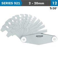 (image for) Pitch Gauge 2-20mm Tr30 Deg. Thread 12 Leaves 0.07mm Acc.