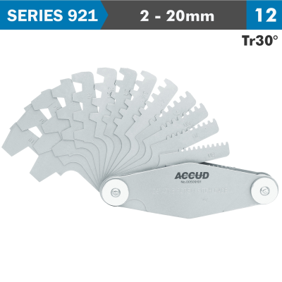 (image for) Pitch Gauge 2-20mm Tr30 Deg. Thread 12 Leaves 0.07mm Acc.