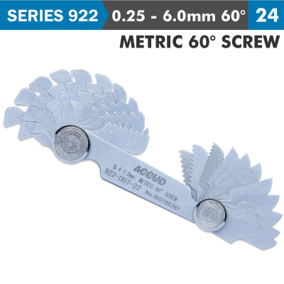 (image for) Pitch Gauge 0.25-6mm 24 Leaves Metric 60deg. Screw 0.07mm Acc.