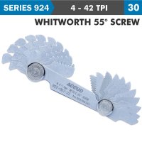 (image for) Pitch Gauge 4-42tpi 30 Leaves Whitworth 55deg. Screw 0.07mm Acc.