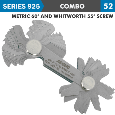 (image for) Pitch Gauge Metric 0.25-6mm & 4-62tpi 52 Leaves 60deg. And Whitworth 5