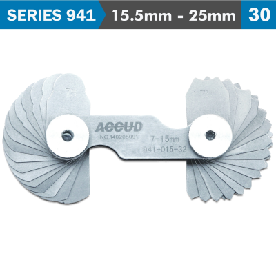(image for) Radius Gauge 15.5-25mm 48 X 2 Leaves 0.03mm Acc. Concave & Convex Surf