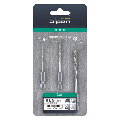 (image for) Drill Bit Set 3 Piece Hex Shank Super 2-3-4mm