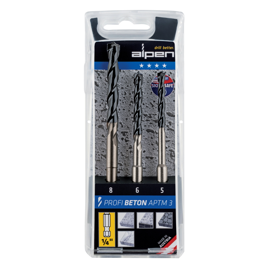 (image for) Profi Beton 3 Piece Set Hex Shank 5 6 8mm