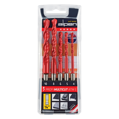 (image for) Multicut Drill Bit Set 5 Piece Hex Shank 4 5 6 8 10mm