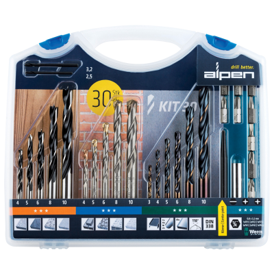 (image for) Drill And Screwdriver Set 30 Piece In Carry Case Steel Masonry Wood