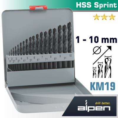 (image for) Hss Sprint Drill Bit Set 19 Piece 1-10 X 0.5mm In Metal Case