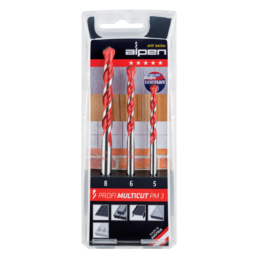 (image for) Alpen Multicut Drill Bit Set 3 Piece 5.6.8 Mm