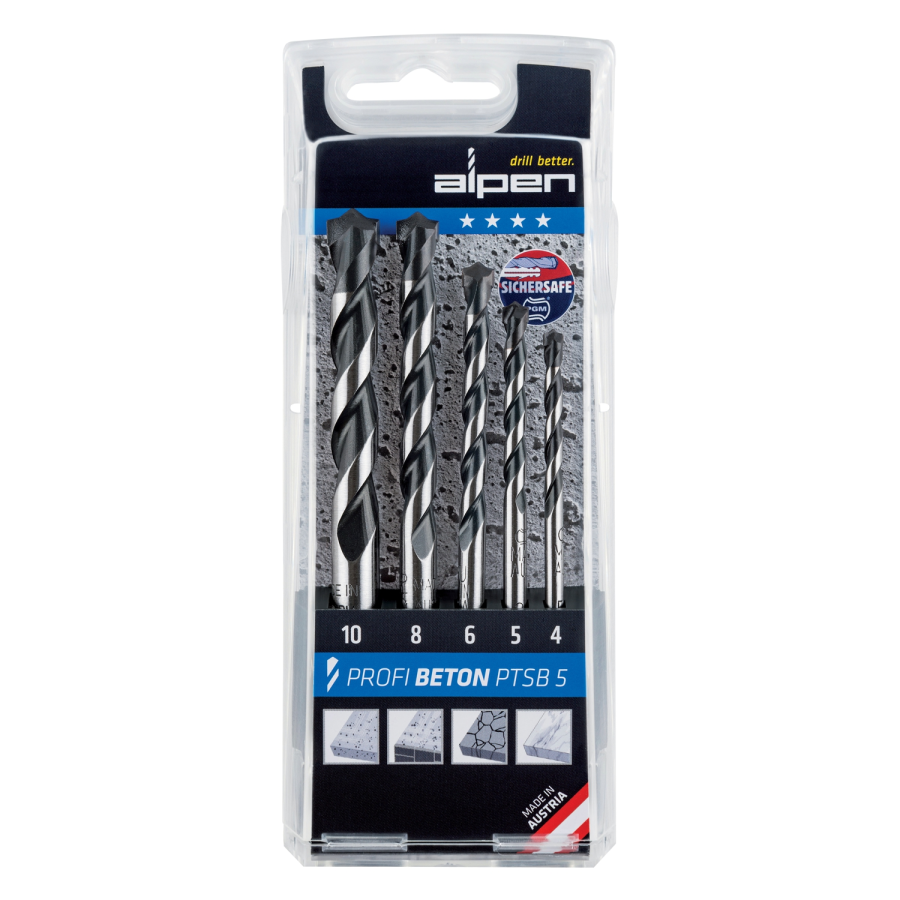 (image for) Concrete Profi Beton Drill Bit 5 Piece Set 4 5 6 8 10 Mm