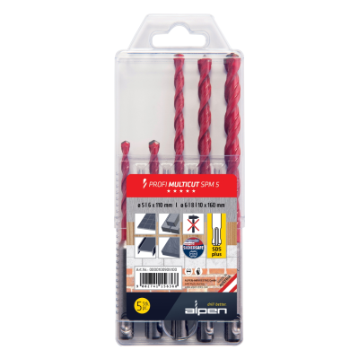 (image for) Profi Multicut Sds Drill Bit Set 5. 6 X 110mm 6. 8 10 Mm X 160mm