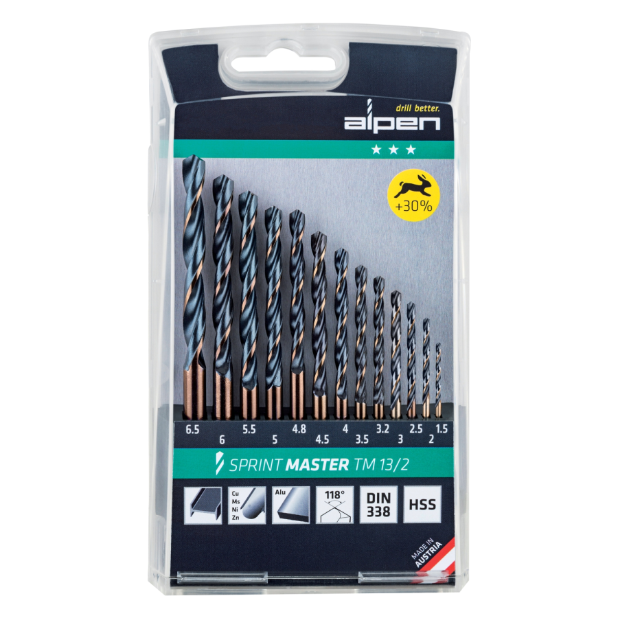 (image for) Hss Sprint Drill Bit Set 13 Piece 1.5-6.5 3.2+4.8