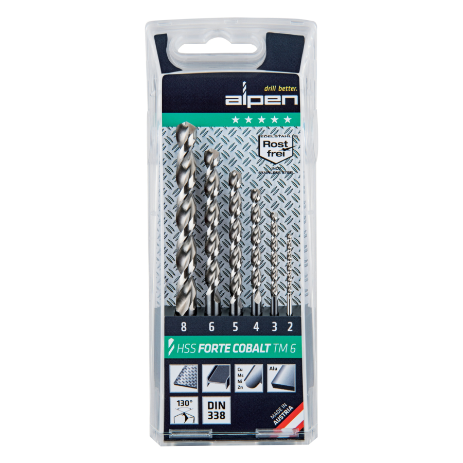 (image for) Cobalt Drill Bit Set 6 Piece 2-8mm