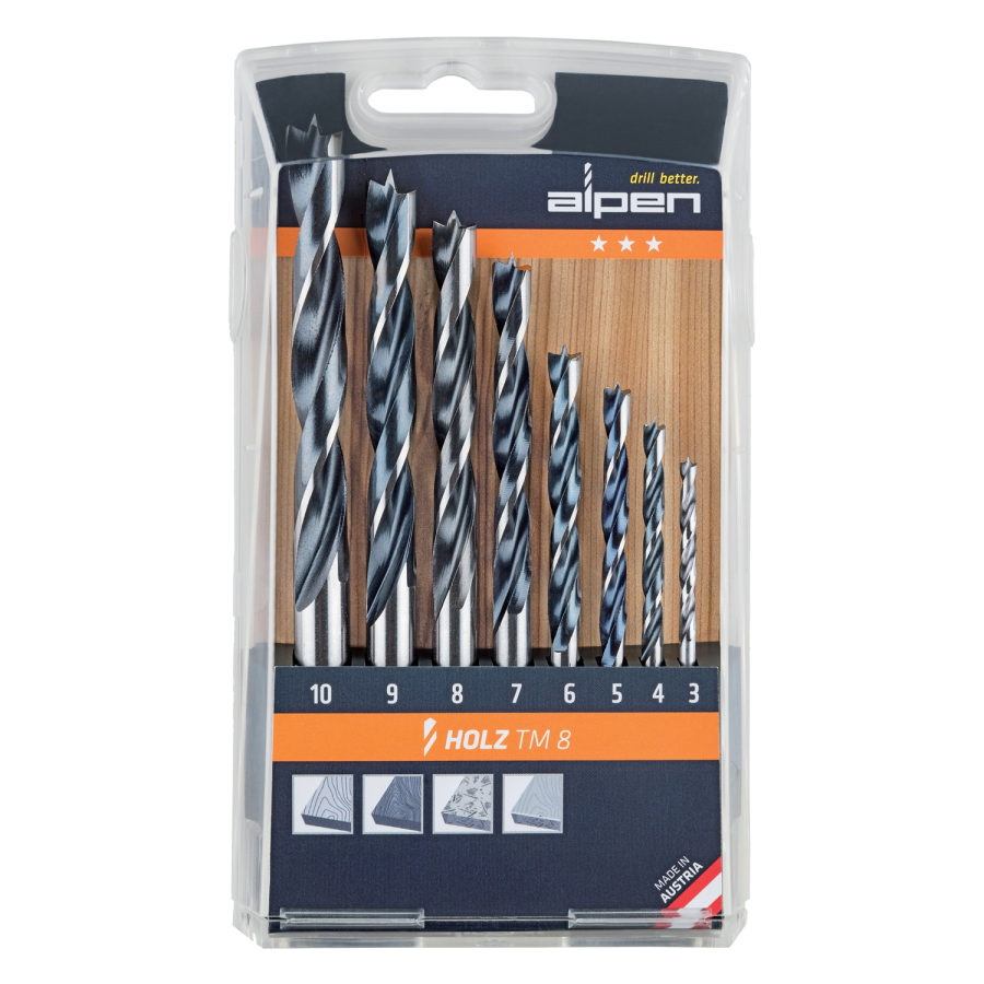 (image for) Wood Drill Bit Set 8 Piece 3-10mm X 1mm