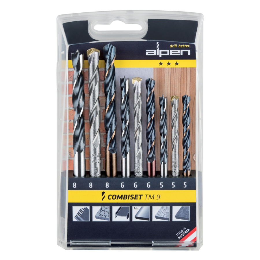 (image for) Wood-steel-masonry Drill Bit Set 9 Piece 5 6-8