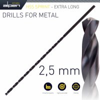 Hss Drill Bit 2.5mm 140 X 95 Extra Long (image for) Hss Drill Bit 2.5mm 140 X 95 Extra Long