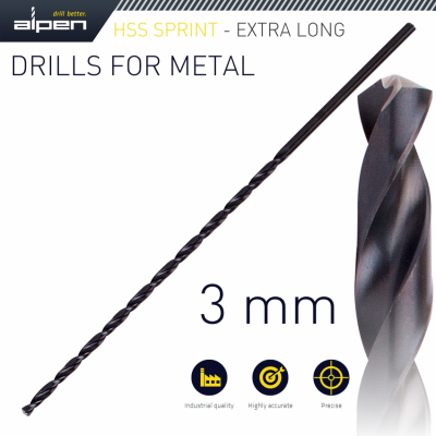(image for) Hss Drill Bit 3mm 150x100 Extra Long