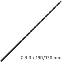 Hss Drill Bit 3mm 190 X 130 Extra Long (image for) Hss Drill Bit 3mm 190 X 130 Extra Long