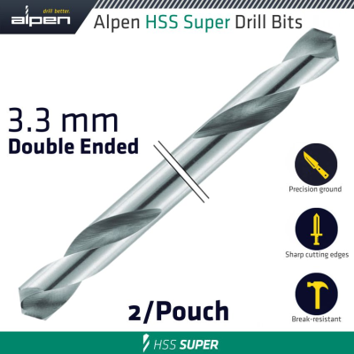 (image for) Hss Super Drill Bit Double Ended 3.3mm 2/pouch