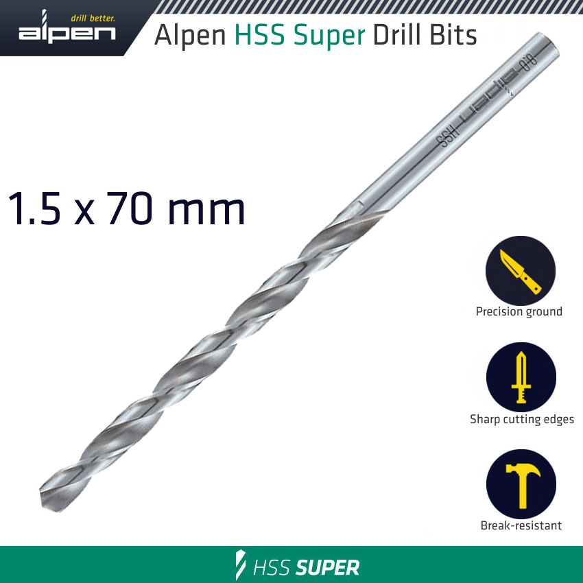 (image for) Hss Drill Bit Long 1.5 X 70mm Bulk