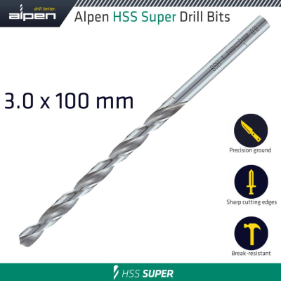 (image for) Hss Drill Bit Long 3 X 100mm Bulk